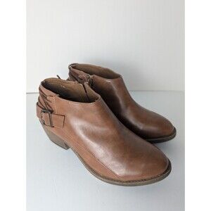 Jellypop Women's Burbanks Textile Wedge Zip Up Chelsea Bootie Brown Size 7.5M